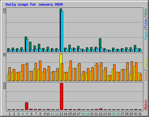 Daily usage for January 2020